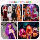 PLULON Orange Neon Wigs for Women with Heart Sunglasses, Colorful Long Curly Wigs Synthetic Colored Funny Cosplay Hairpieces for Daily Bachelorette Halloween Costume Party Decorations