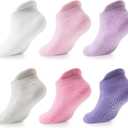 LA ACTIVE Non Slip Grip Ankle Boys and Girls Socks with Non Skid for Babies Toddlers and Kids Back to School (4-7 Years, Pinks - 6 Pairs)