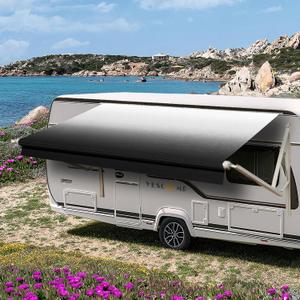 YESCAMP RV Awning Fabric Replacement Heavy Duty Weatherproof 4-Ply 18.5oz Vinyl Camper Awning Fabric - Universal Outdoor Canopy for Camper, Trailer, and Motorhome (Black Fade), Size: 15' (14'2" Fabric)