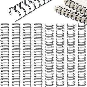 Chengu 24 Pcs Cinch Wire Binding Wire Twin Binding Spines Twin Loop Spines Double Ring Coil for Document Notebook File Making(9/16 Inch, Black)