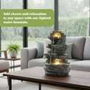 Pure Garden Tabletop Cascading Rock Waterfall Fountain with Lights, Gray