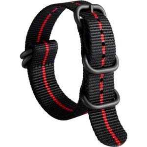 BINLUN Watch Strap Thick G10 Nylon Replacement Multicolor Watch Bands for Men Women 18mm 20mm 22mm 24mm with Military Heavy Duty 5 Rings Silver/Black Stainless Steel Buckle