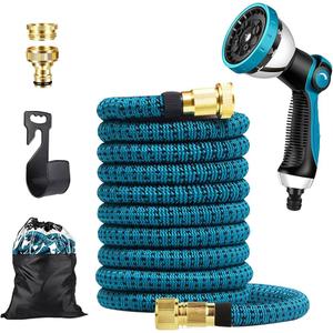 75FT Garden Hose, Lightweight Water Hose,Blue, 3/4" Connectors Lawn Hose for Outdoor, Outside Hose for Yard Backyard, Collapsible & Car Wash Watering
