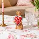 WDS WONDROUS Dog Figurine Light Up Valentine's Day Decoration, Valentine's Figurine Decor with I Love You Heart, Battery Powered Resin Dog Statue for Home Table Decor, Gift for Him Her Women