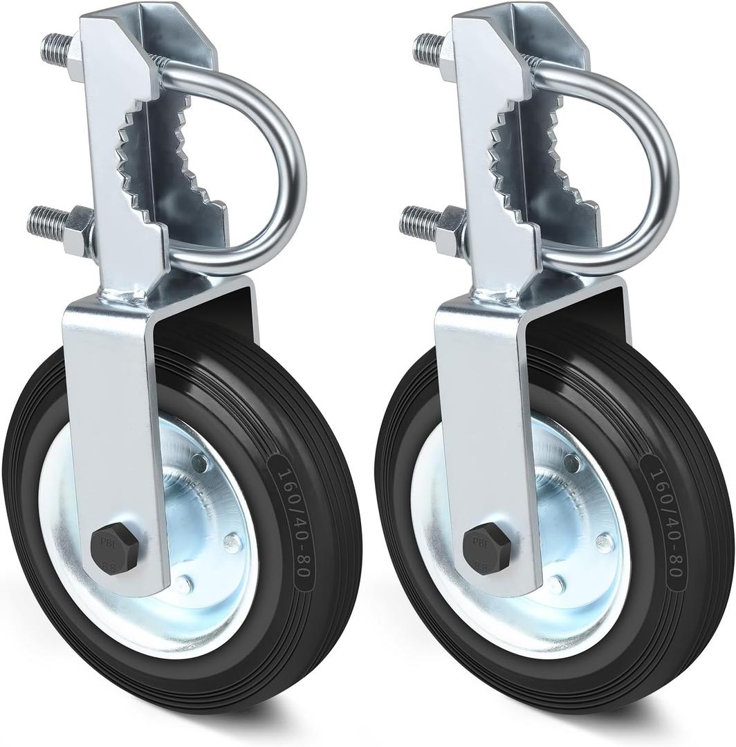 Mofeez Gate Wheel for Metal Swing Gate with 1-5/8" Thru 2" Gate Frames, Gate Support Wheel for Chain Link Fence (Set of 2)