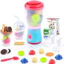 PLAY Smoothie Maker Toy Blender Set - 27 Pcs Pretend Play Kitchen Appliance for Kids with Realistic Action, Light and Sound, Play Toy Food Fruits and Cookies, Toy Mixer Birthday Gift for Kids Ages 3+