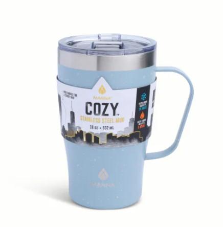 Manna™ Cozy™ Stainless Steel Coffee Mug - Blue Splatter, 18 oz