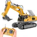 KidsFaves Remote Control Excavator Toys for Boys Turns 680-degree 2 Batteries Metal Shovel Lights/Sounds Construction Toys Birthday Gifts Boy Toys for 3 4 5 6 7 8 Years Old