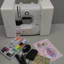 Flying Banana Mini Sewing Machine for Beginners, Portable Electric Small Mending Machine with 12 Stitches, Foot Pedal, LED Light, 2 Speeds, Kids Sewing Kit for Boys & Girls 6-12 Years Old - White