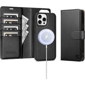 Compatible with Magsafe Magnetic 2 in 1 Detachable iPhone 13 Pro Wallet Case with Card Holder Credit Slots Men Women,PU Leather RFID Blocking Flip Kickstand for Apple 13 Pro 6.1",Black