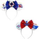 2PCS Ears Headband Cruise Mouse Hair Band Playground Cosplay Ears Bow Headband Mice Ears Princess Headwear Cosplay Costume Halloween Birthday Theme Party Headbands for Women Bestie