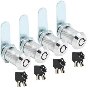 Uenhoy 4 Pack Tubular Cam Lock 1-1/8 Inch Cabinet Cam Lock Set for Tool Box, File Cabinet, Mail Box, Vending Machine, ATM, Keyed Different