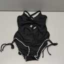 AI'MAGE Women One Piece Swimsuit 2025 Tummy Control Cutout Bathing Suit Wrap Tie Back Swimwear Shell Stitched Black S