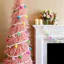 2 x BrilliantJo Holiday Decorations Bunny Garland 6ft Pre-Strung Glitter Pompom Banner with Colorful Rabbits Vibrant Spring Hanging Decor for Mantle Table Stairs Tree childens Day Brithday Home Party