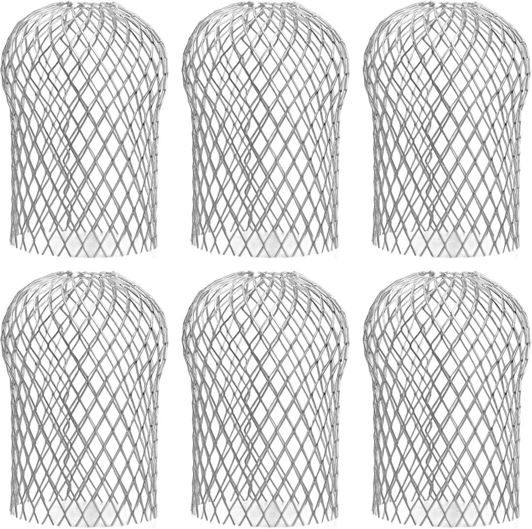 6 Pack Gutter Downspout Guards, Expandable Leaf Filter Strainer, Adjustable Gutter Guard Protector, Rust-Proof Downspout Guard to Prevent Leaves, Debris & Rodents from Clogging