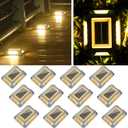 T-SUN Solar Dock Lights, Solar Driveway Lights Outdoor, 12 Pack LED Ground Driveway Light 3000K Warm White Deck Light for Path Garden Sidewalk Stair Ground Pathway