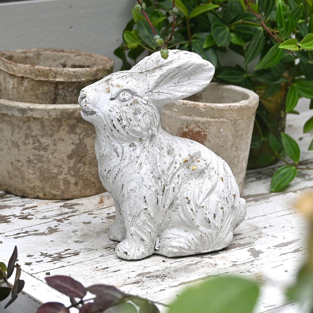 All Chic Bunny Decor Garden Statue White Rabbit Cement Rabbit Statue for Home Garden Indoor Outdoor Statues for Yard,Front Yard Decor,Easter Rabbit FigurinesWhite