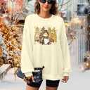 EGELEXY Snowman ShIirt for Women Christmas Snowman Sweatshirts Christmas Tree Outfits Merry Lightweight Pullover Tops (Medium, Beige Gold Print)