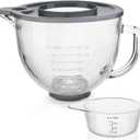 Glass Mixing Bowl Accessory 5 Quart - Compatible with KitchenAid 4.5 and 5 Quart Tilt-Head Stand Mixers 