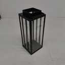 13" Black Metal Modern Candle Lantern – Decorative Hurricane Lantern for Indoor & Outdoor Use, Ideal for Table, Mantle, Porch, Halloween, Christmas, and Wedding Decor