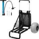 VEVOR Beach Dolly with Big Wheels for Sand, 29.9" x 15.4" Cargo Deck, w/ 12" Balloon Wheels, 165LBS Loading Capacity Folding Sand Cart & 27" to 44.7" Adjustable Height, Heavy Duty Cart for Beach