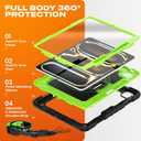 SEYMAC stock Case for iPad Pro 13-inch M5-M4 2025-2024, Shockproof Heavy Duty Case with Screen Protector, Pencil Holder, Rotating Stand, Hand Strap, Shoulder Strap, Green