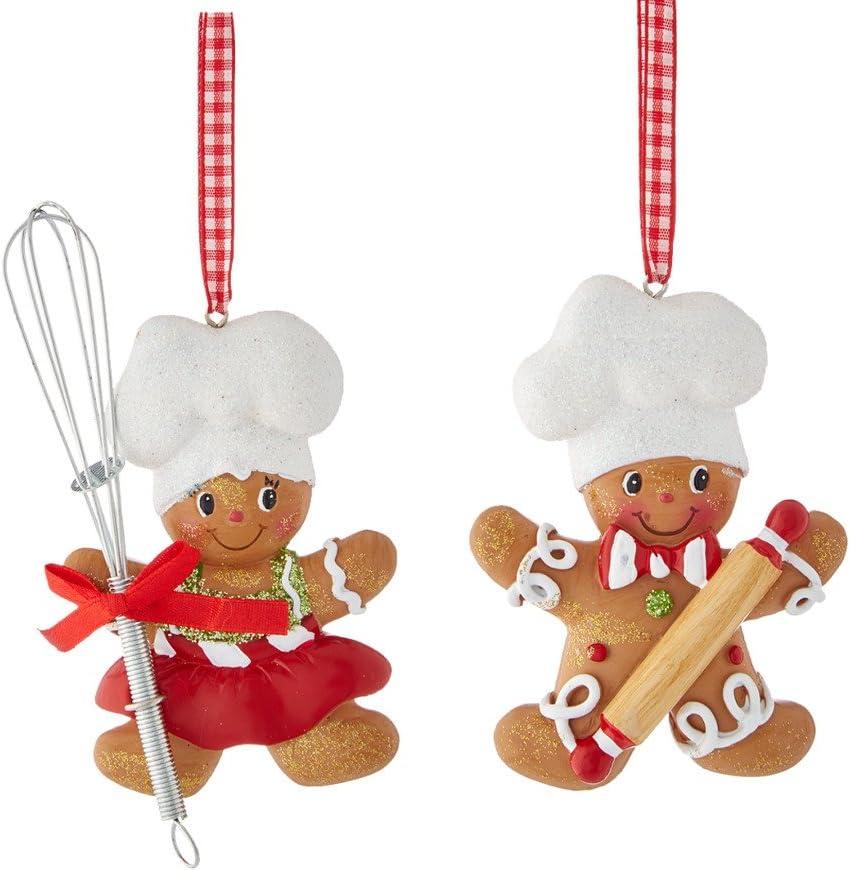 Gingerbread Boy & Girl Baker Christmas Ornament  Personalized or Non-Personalized Holiday Ornament | Cute Gingerbread Cookie Tree Decoration, Kitchen Baker Gift, Holiday Keepsake Dcor