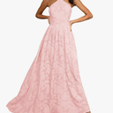 MITILLY Women's Summer Dresses 2025 Boho Halter Neck Sleeveless Smocked Floral Backless A Line Flowy Maxi Dress with Pockets L