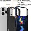 ZHEGAILIAN Magnetic Case for iPhone 17 Pro Max,Compatible with MagSafe Hard Shell + Soft Silicone 2 in 1 Hybrid Shockproof Bumper Drop Protective Case Magic Moon Night Blue