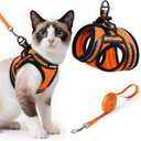 rabbitgoo Cat Harness and Leash Set for Walking Escape Proof, Adjustable Soft Kittens Vest with Reflective Strip for Cats, Comfortable Outdoor Vest,Light Orange,L