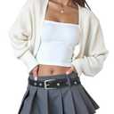 SOLY HUX Girl's Open Front Cardigan Sweater Long Sleeve Knit Crop Bolero Shrugs Outerwear Plain Beige 16Y