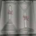 2 Pack Pink Bow Martini Glasses 9 oz Bow Coquette Cocktail Glass Hand Blown Wine Champagne Cup Girly Glassware Gift for Wedding Birthday Bridal Bar Party