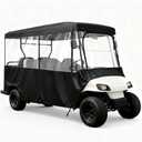 6 Passenger Golf Cart Enclosure for 119 Inch Roof, 600D Waterproof Golf Cart Cover with Clear PVC Windows, Roll Up Doors, Wind Resistant All Weather 6 Seater Enclosure