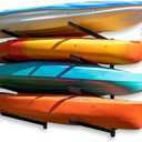 StoreYourBoard Outdoor 4 Kayak Storage Rack, Wall Mount, Holds 400 lbs, All Weather Heavy-Duty Metal Organizer, Adjustable Levels