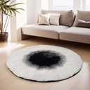 inchgrass Fur Round Rug 6ft Circle Rugs for Living Room Machine Washable Round Area Rug Plush Shag Rug for Bedroom Fluffy Round Dining Room Rug Black Core