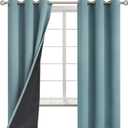 BGment Thermal Insulated 100% Blackout Curtains for Bedroom with Black Liner, Double Layer Full Room Darkening Noise Reducing Grommet Curtain (42 x 63 Inch, Greyish Blue, 2 Panels)
