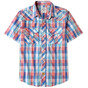Dubinik® Western Shirts for Men Short Sleeve Plaid Pearl Snap Shirts for Men Button Up Shirt Cowboy Casual Work Shirt Size S