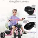 KRIDDO Tricycle for 2-5 Year Olds - Pink Toddler Trike With Gift for 24 Month to 4 Year Old Girls
