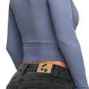 REORIA Women's Sexy Plunge Deep V Neck Long Sleeve Basic T Shirts Trendy Slim Fit Lightweight Y2K Going Out Crop Tops (XL)