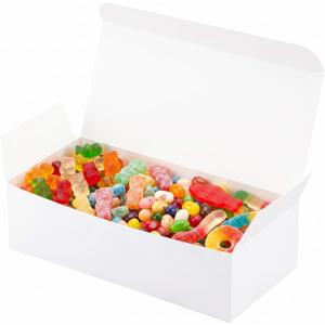 Sunnda Small Gift Boxes, 7 1/8" x 3 3/8" x 2", White, 40 Pack | Food Grade Cardboard, Standard 1 Lb. Candy Boxes, Ideal for Small Gifts