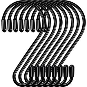 30 Pack S Hooks for Hanging, 3.15 inch Stainless Steel S Shaped Hooks Curtain Hooks Heavy Duty S Hooks for Hanging Pots and Pans, Plants, Jeans, Clothes, Jewelry, Towels, Cups (Black)