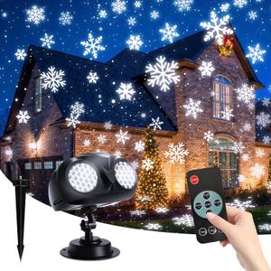 Trakxy Christmas Snowflake Projector Lights Outdoor Dynamic Owl Shape Rotating Snowfall LED Landscape Ceiling Light with Remote Control Timer for House Xmas Holiday Party Outside Decoration Projector (Black)