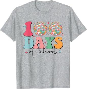 Disco Balls Teacher Kids 100 Days Of School Groovy T-Shirt XS