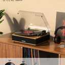 Vinyl Record Player Bluetooth Turntable with Built in Stereo Speakers Belt Drive 3 Speeds Vintage Turntables for Vinyl Records Support RCA Output, Aux in, Auto Stop, Light Walnut