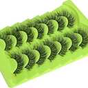 Mink Lashes Wispy False Eyelashes 3D Volume Strip Lashes 16mm Cat Eye Faux Mink Lashes 7 Pairs Fake Eyelash Multipack, by Kmilro