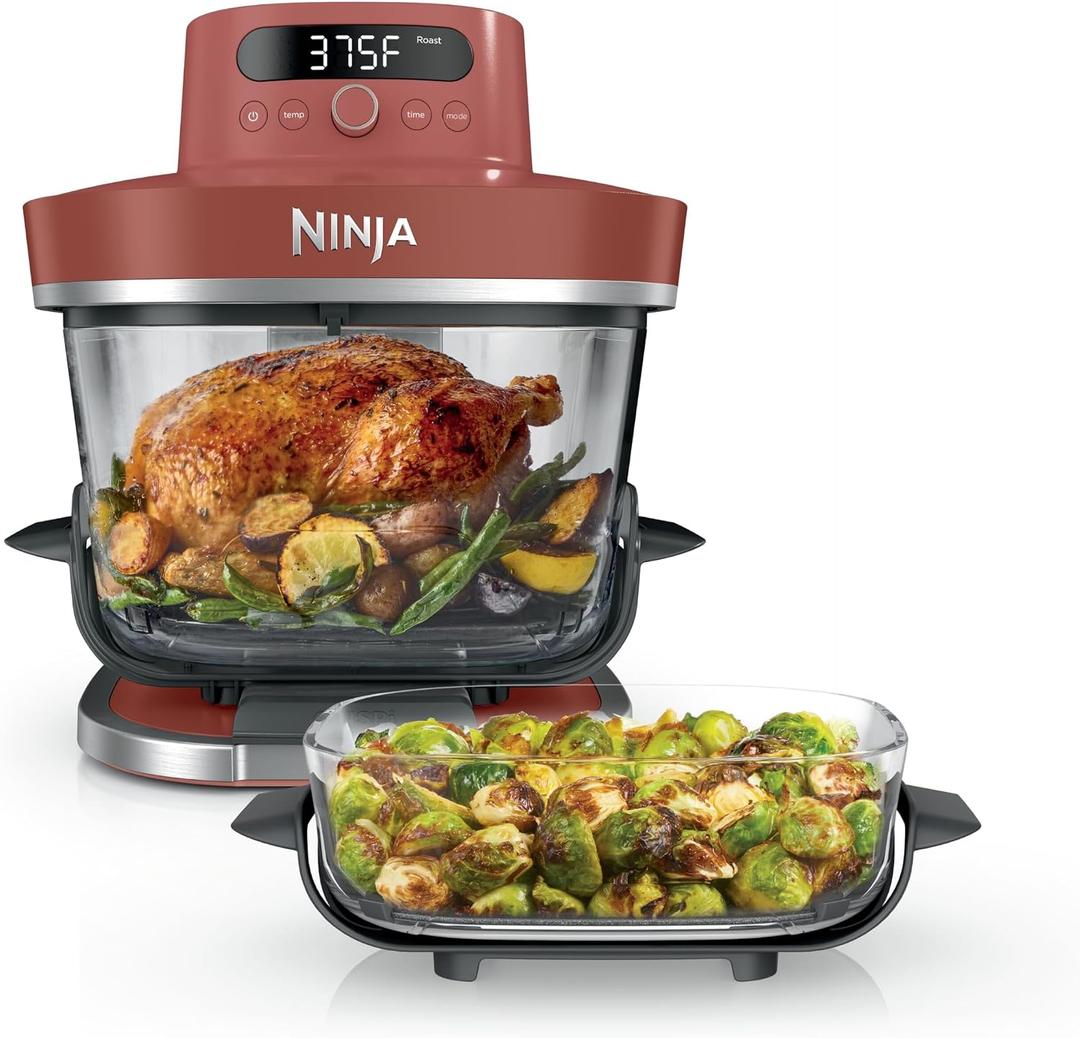 Ninja Crispi Pro 6-in-1 Glass Air Fryer | 450F, Nontoxic, 6qt & 2.5qt Containers & Lids | Microwave, Freezer, Dishwasher Safe | Max Crisp, Air Fry, Bake, Roast, Recrisp, Dehydrate | Amber, AS101OR