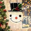 Snowman Hanging Solar Lantern,Christmas Outdoor Decorations Yard,Rattan Outdoor Lanterns for Patio Waterproof,Holiday Solar Powered Lights for Garden Tree Decor