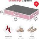 Onlyeasy Large Under Bed Shoe Organizer Container Box, Set of 2, Fit 16 to 32 Pairs of shoes, Underbed Shoes Closet Storage Solution, L37.7x W23.6x H5.9 inch, Cotton-like Pink, MXPUBS16P2