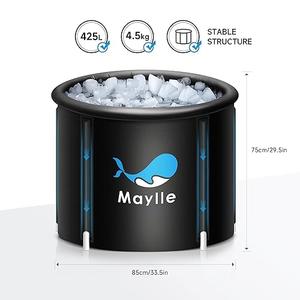 Ice Bath Tub - 110 Gallons Portable Cold Plunge Tub for Athletes - Black Modern Freestanding Bathtub with 4 Pack Large Ice Molds
