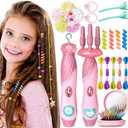 Geyiie DIY Hair Tools for Girls, Salon Makeup Set with Twist Hair Designer, Rope Braiding Machine, Hair Clips , Little Girls Makeup Vanity Set Toys, Birthday Party Favor Gift Toys 5-12